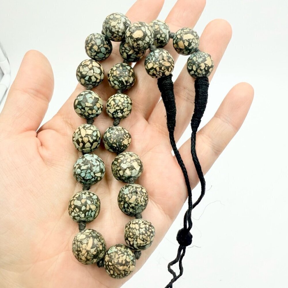 ANTIQUE TRIBAL AFGHANISTANMOSAIC GRADUATED BEAD NECKLACE - Picture 5 of 9